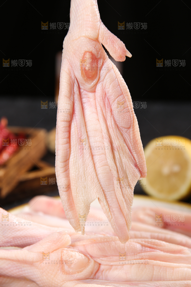 深底上的新鲜鸭掌