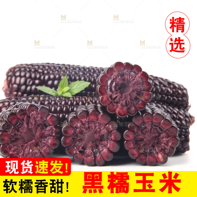 白底上的黑糯玉米
