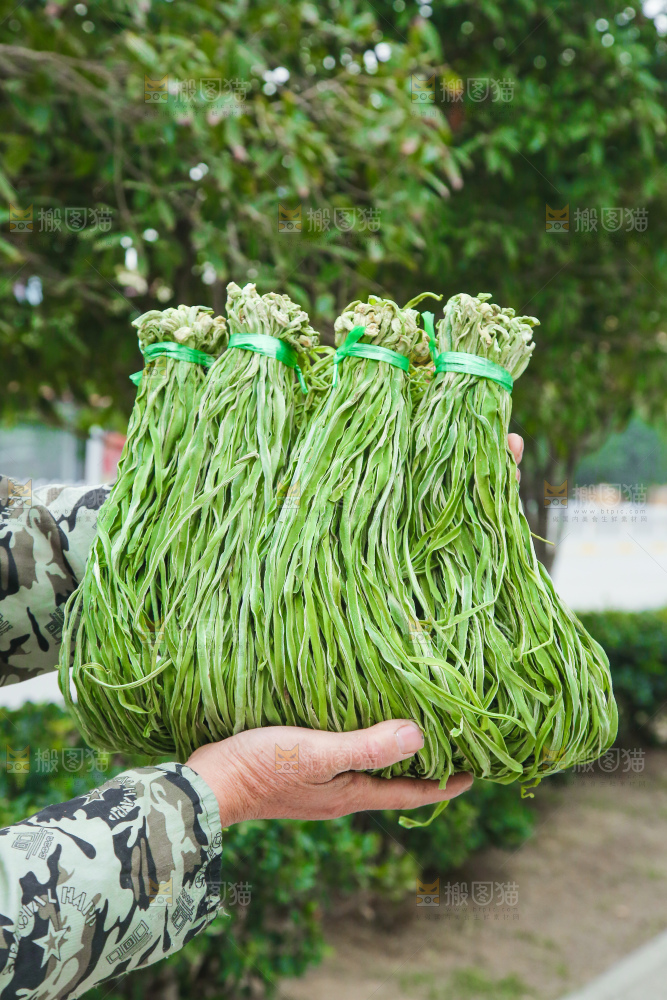 手里拿着贡菜