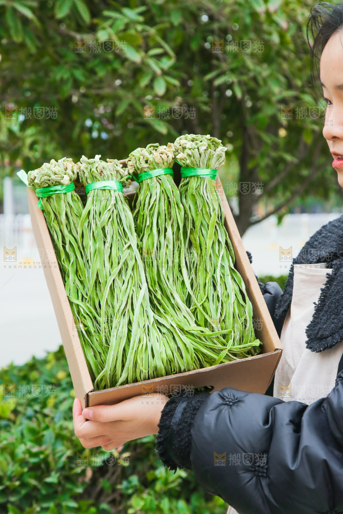 手里拿着贡菜