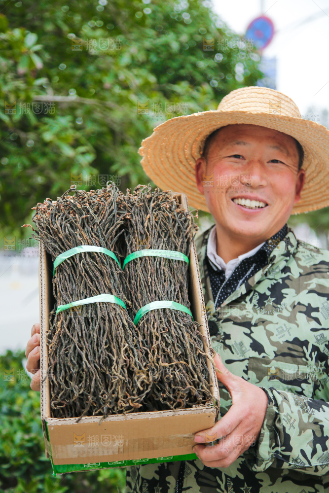 手里拿着干豆角