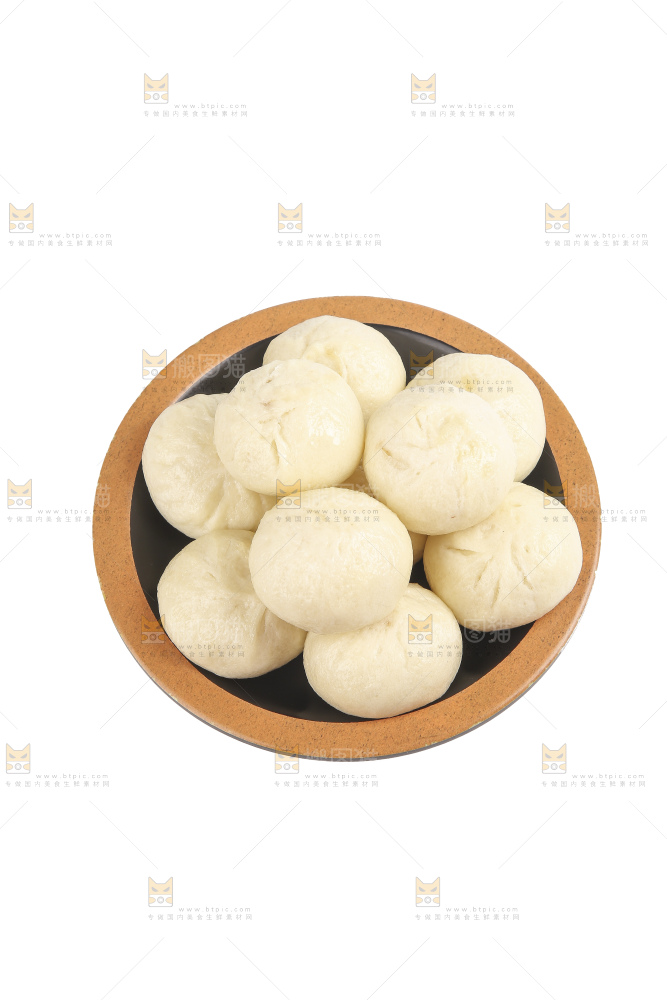白底上的发面小笼包