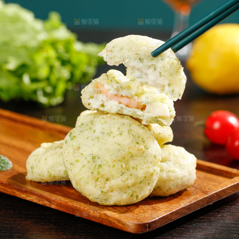 深底上的鲜虾饼
