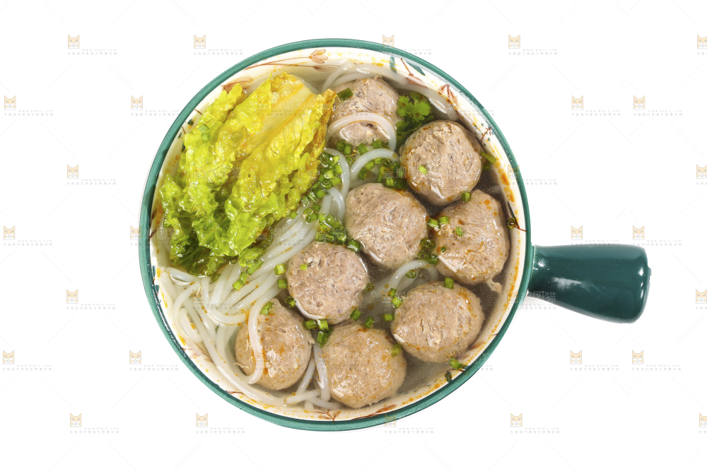 白底上的牛肉丸
