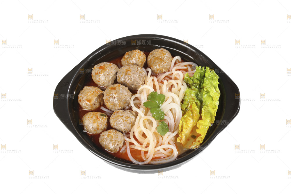 白底上的牛肉丸