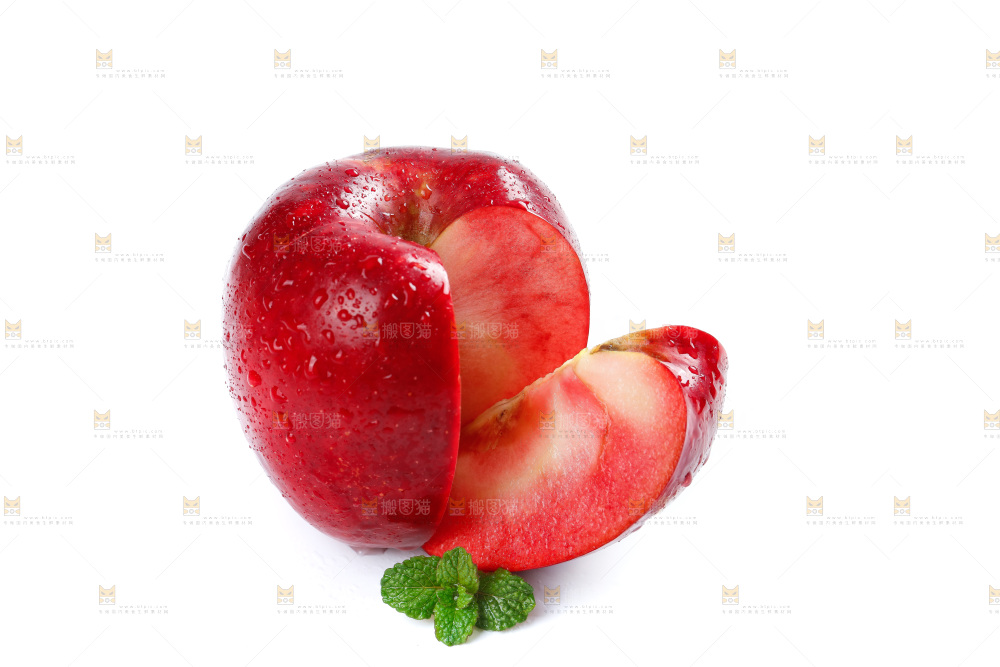 白底上的红肉苹果