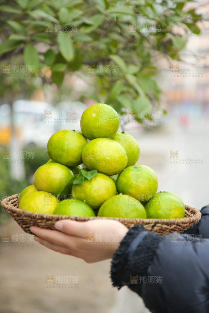 手里拿着建阳桔柚