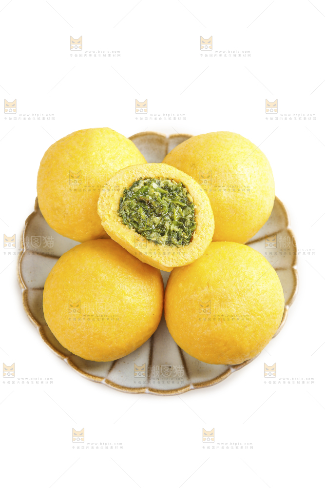 白底上的荠菜团子