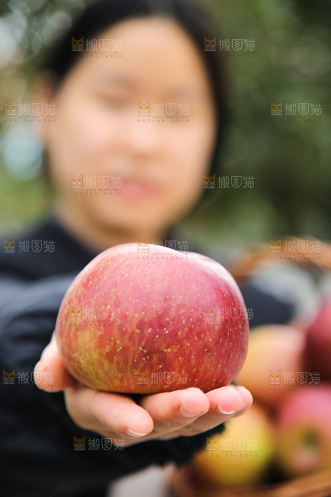 手里拿着丑苹果