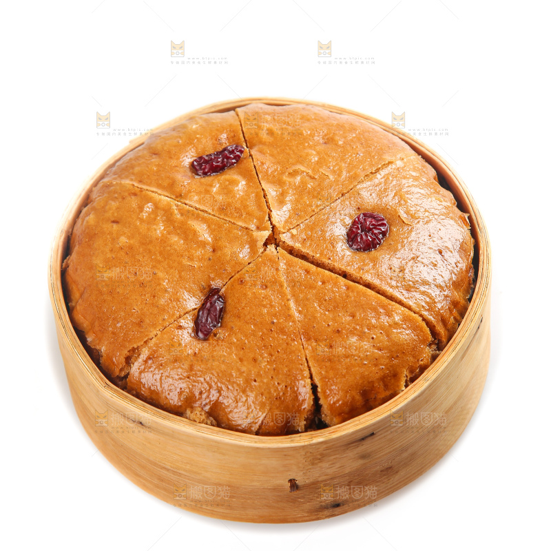 白底上的红糖红枣发糕