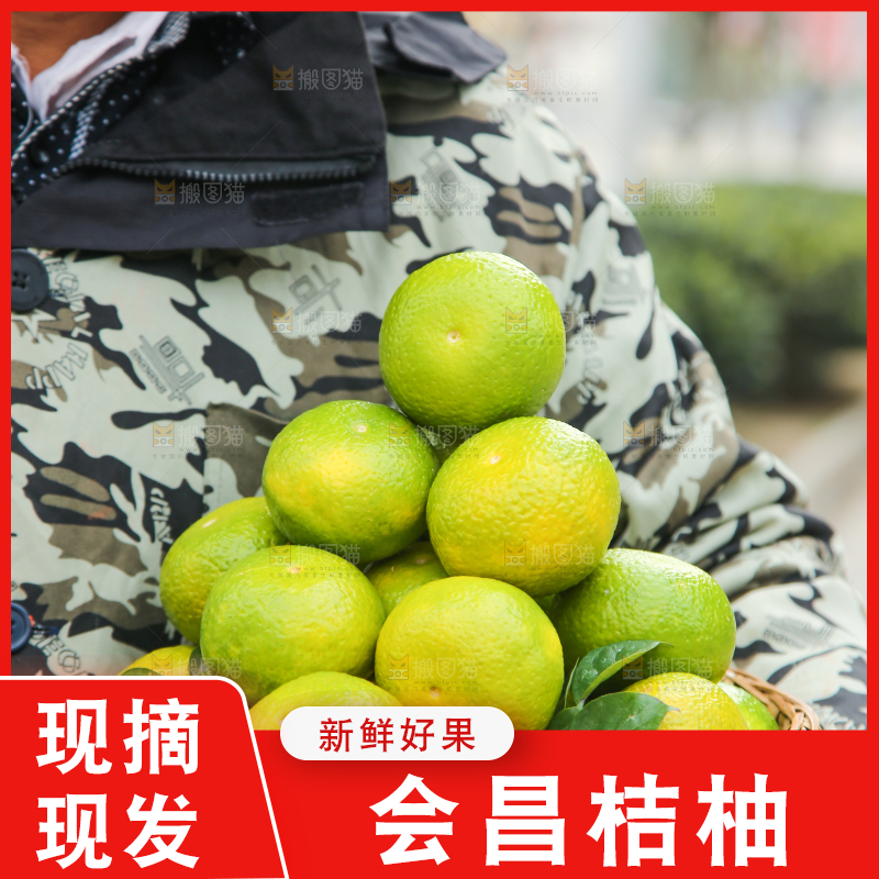 手里拿着建阳桔柚