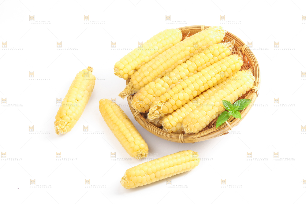 白底上的手指糯玉米