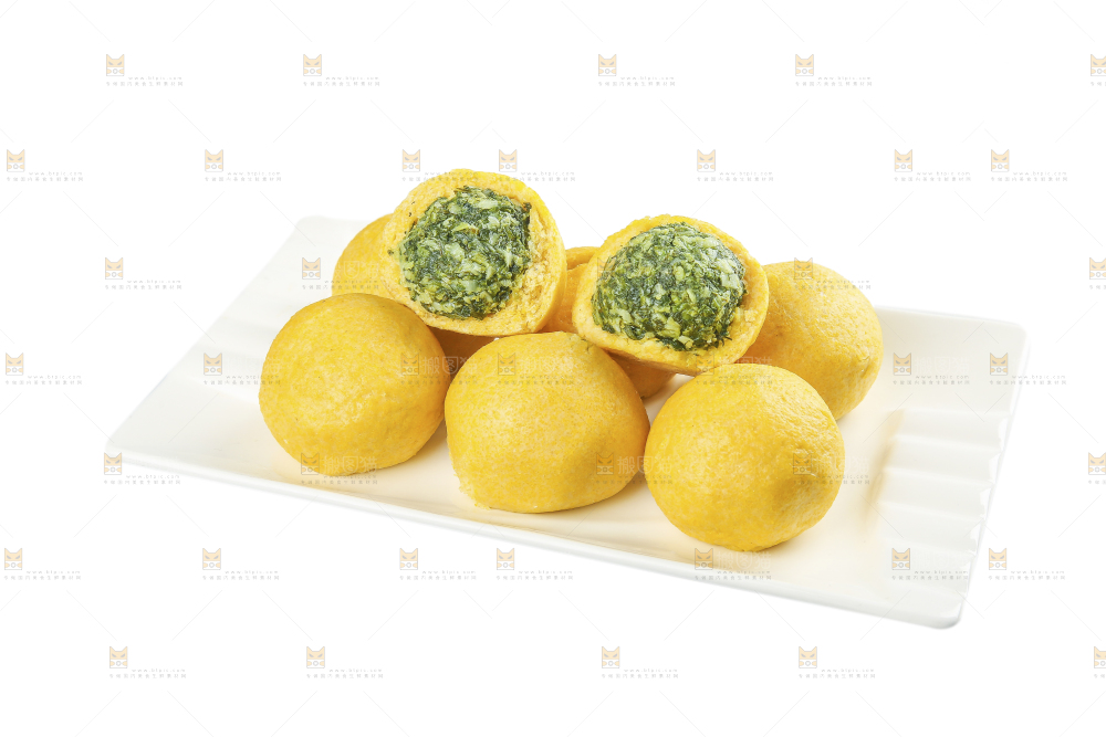 白底上的荠菜团子
