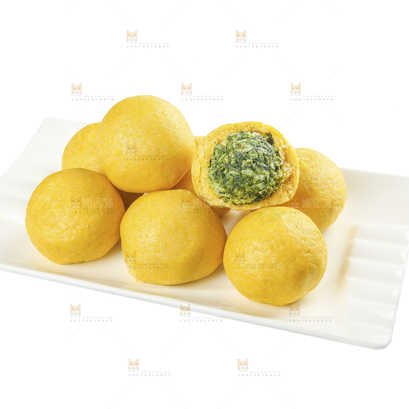白底上的荠菜团子