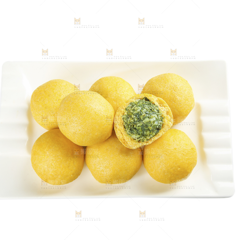 白底上的荠菜团子