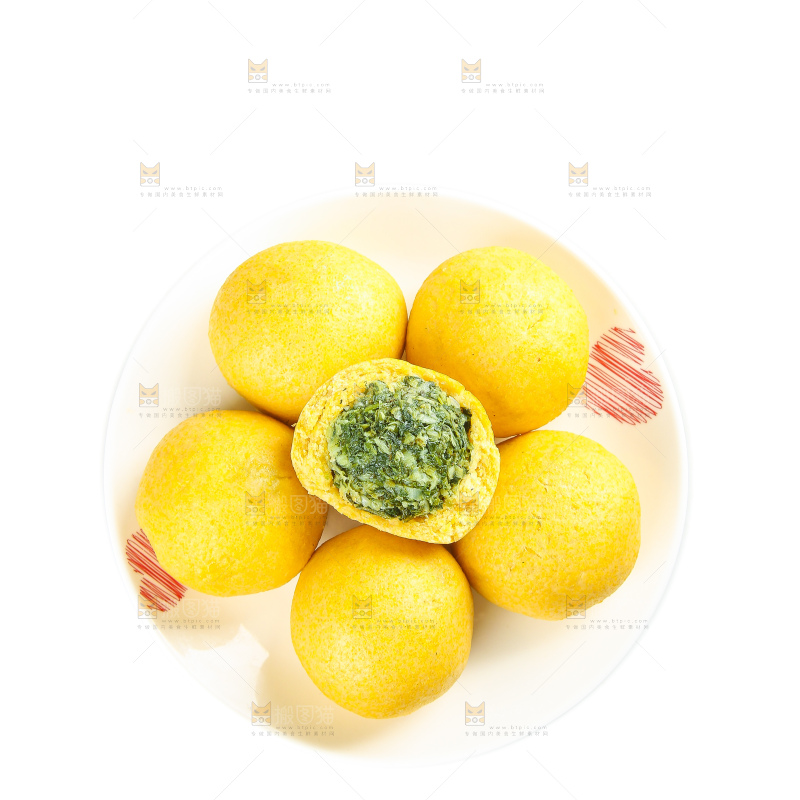 白底上的荠菜团子