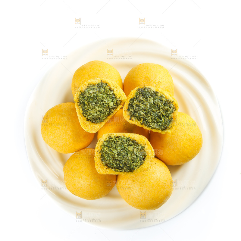 白底上的荠菜团子