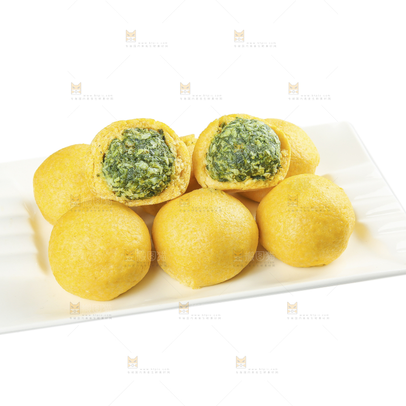 白底上的荠菜团子