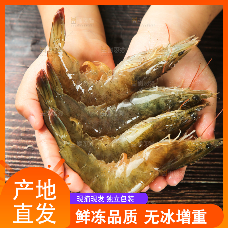 手里拿着青岛大虾