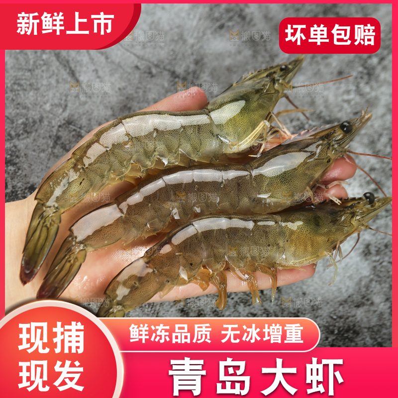 手里拿着青岛大虾
