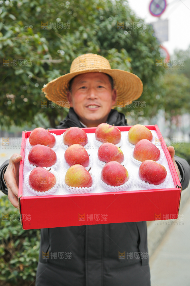 手里拿着国光苹果