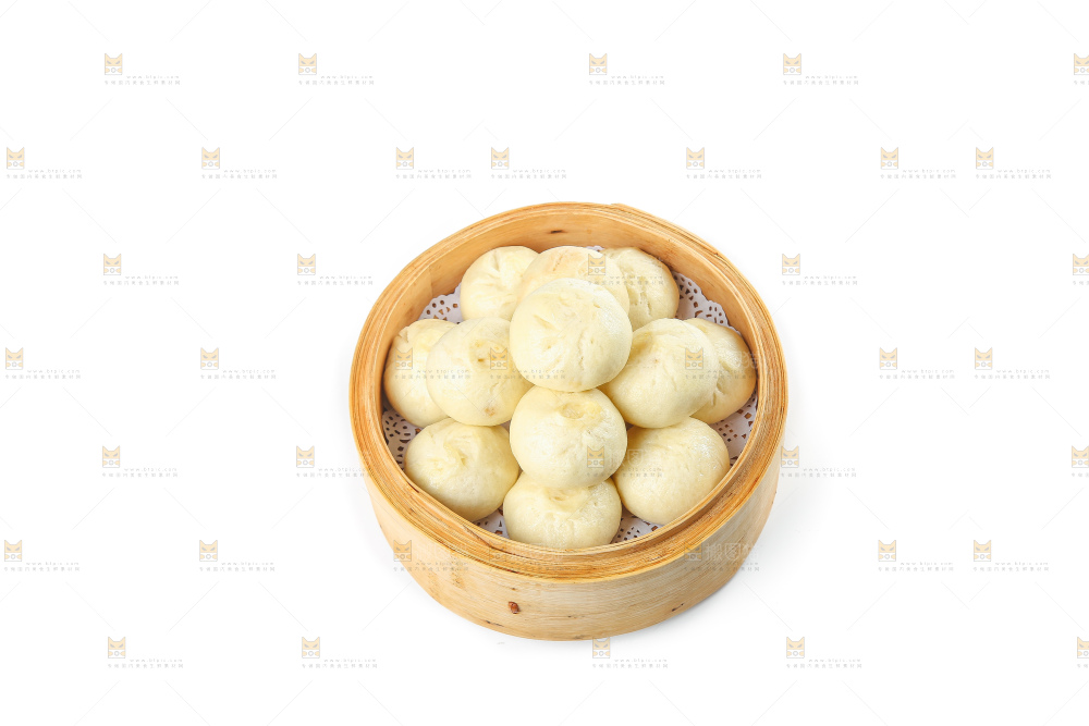 白底上的发面小笼包
