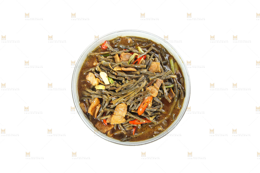 盘子里的干豆角炒肉