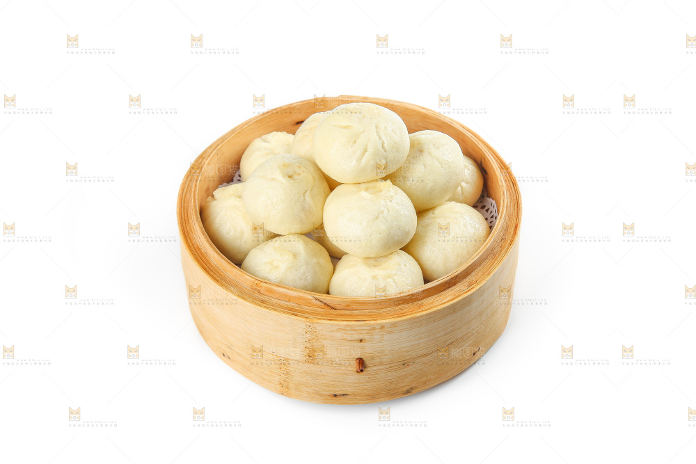 白底上的发面小笼包