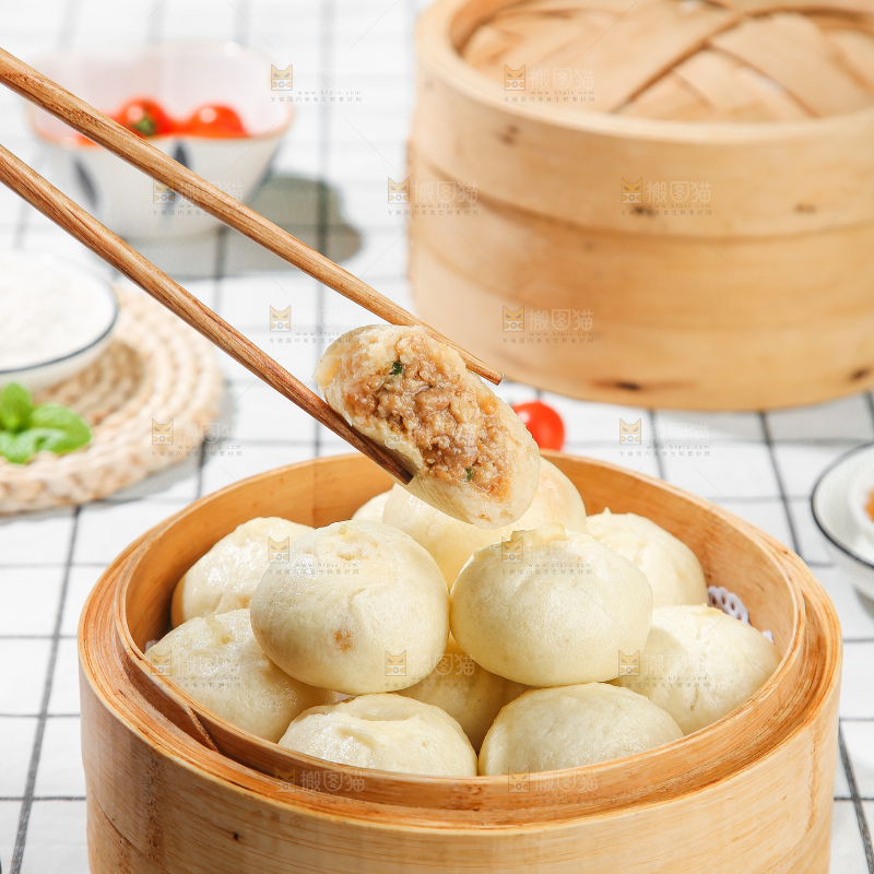 浅底上的发面小笼包
