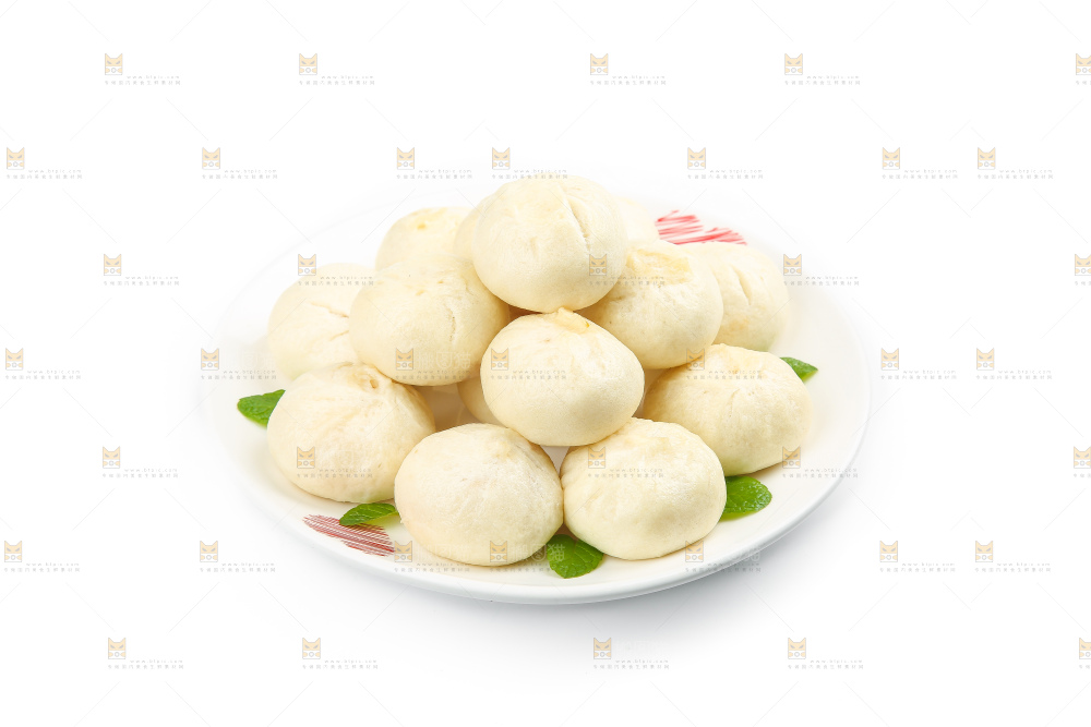 白底上的发面小笼包