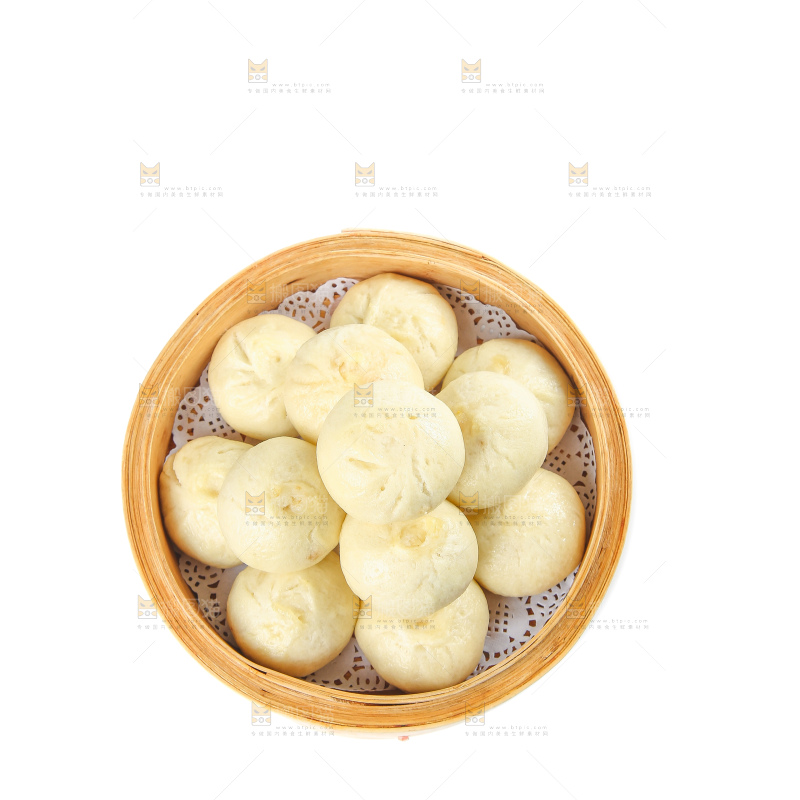 白底上的发面小笼包