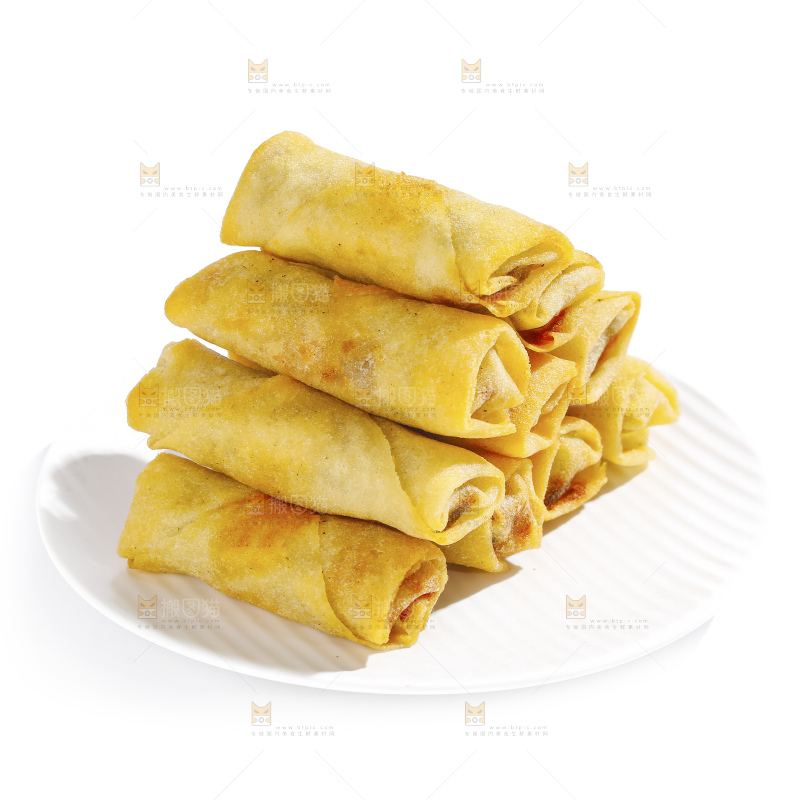 白底上的豆沙春卷