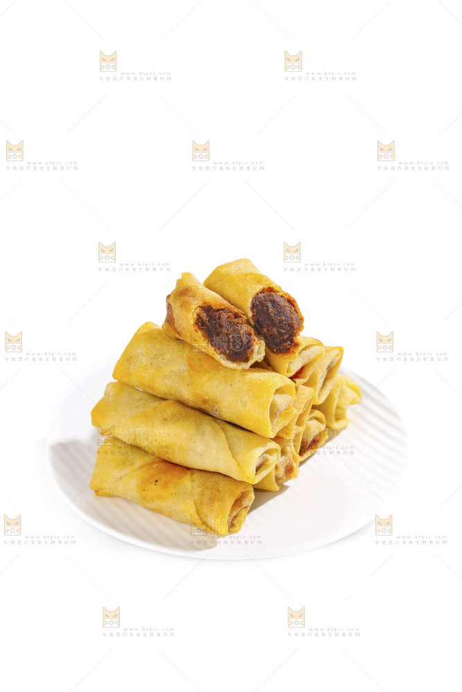 白底上的豆沙春卷