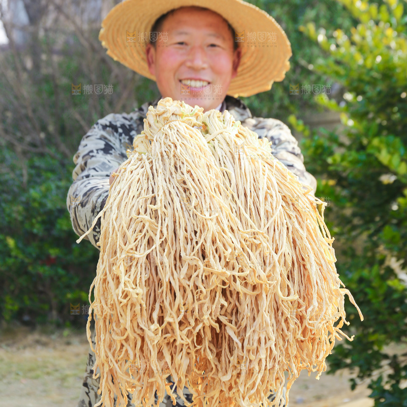 手里拿着干萝卜条