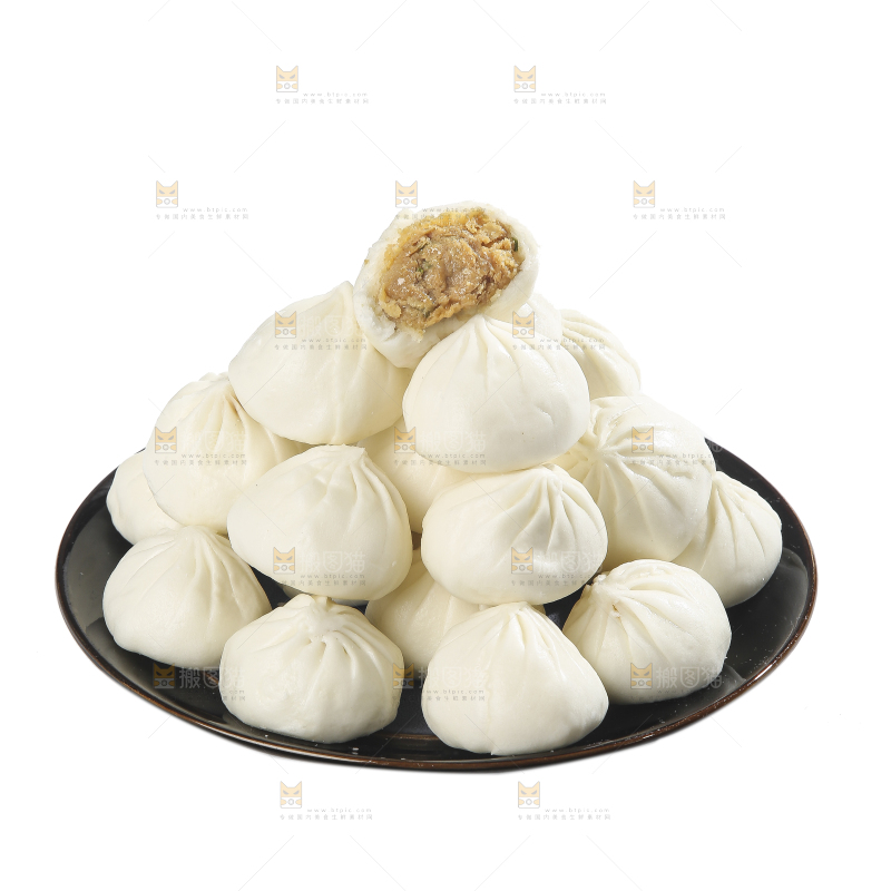 白底上的杭州小笼包