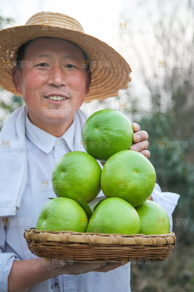 手里拿着青皮葡萄柚