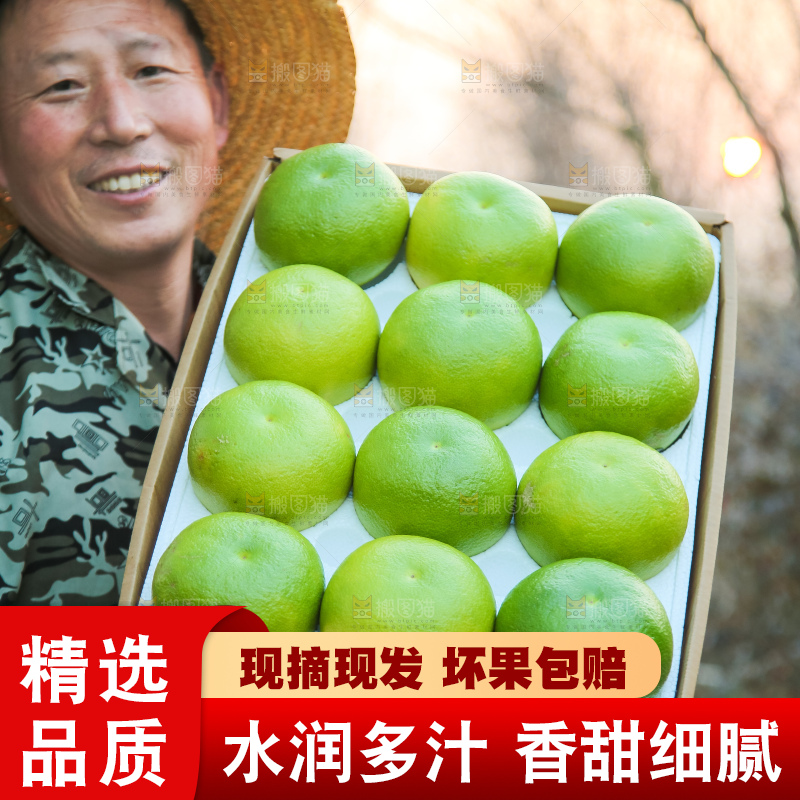 手里拿着青皮葡萄柚