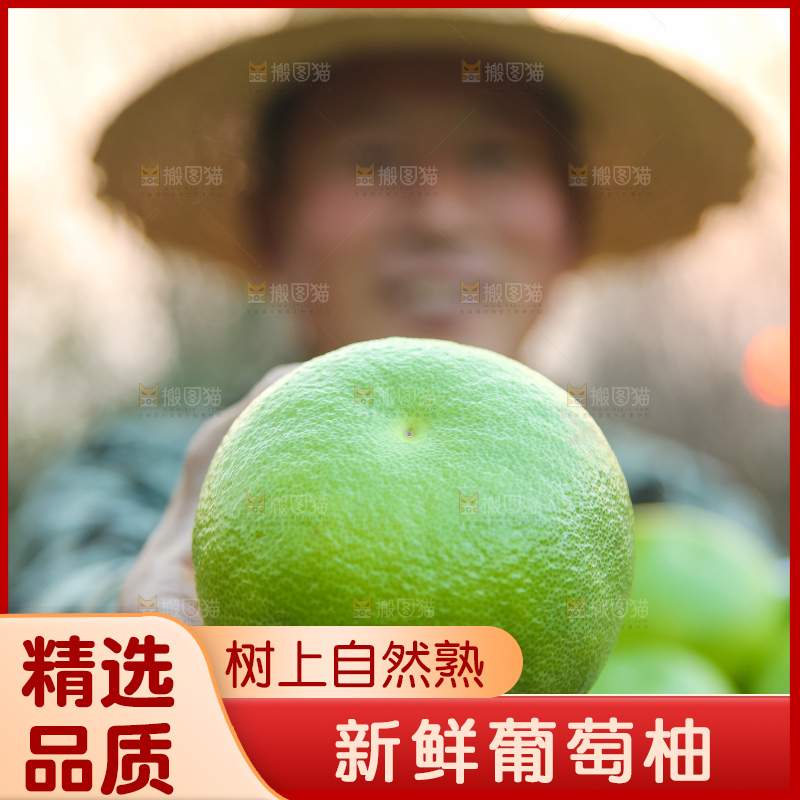 手里拿着青皮葡萄柚