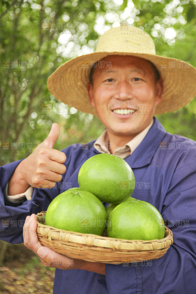 手里拿着青皮葡萄柚