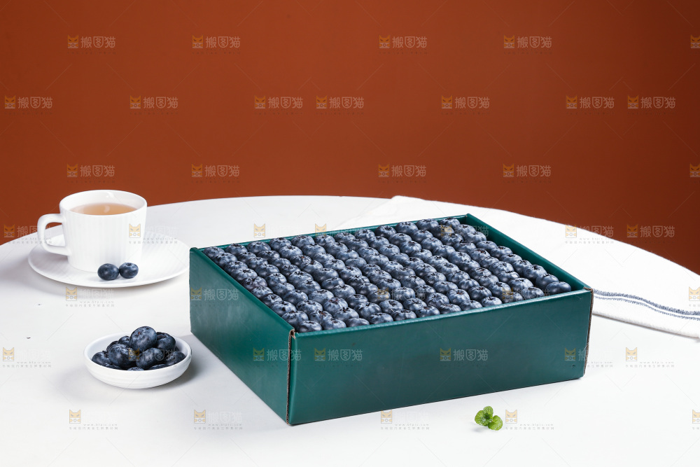 浅底上的新鲜蓝莓