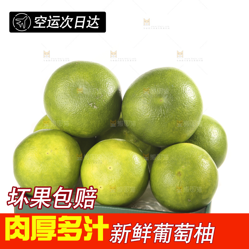 白底上的青皮葡萄柚