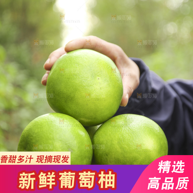 手里拿着青皮葡萄柚