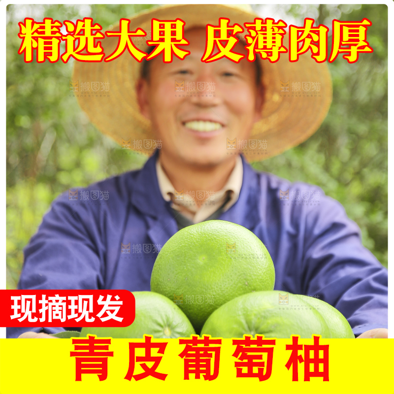 手里拿着青皮葡萄柚