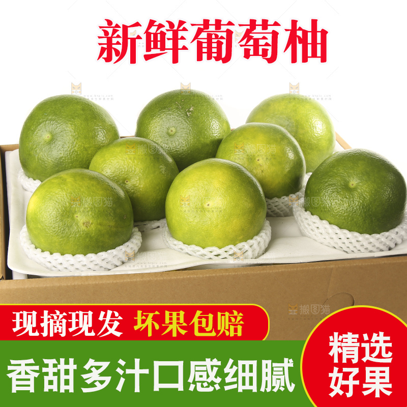 白底上的青皮葡萄柚