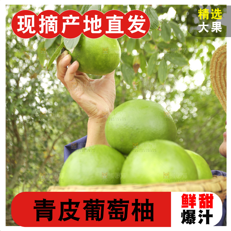 手里拿着青皮葡萄柚