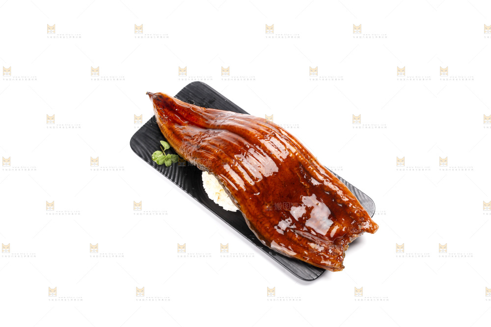 白底上的照烧鳗鱼