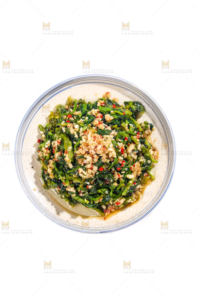 盘子里的蒜蓉青菜