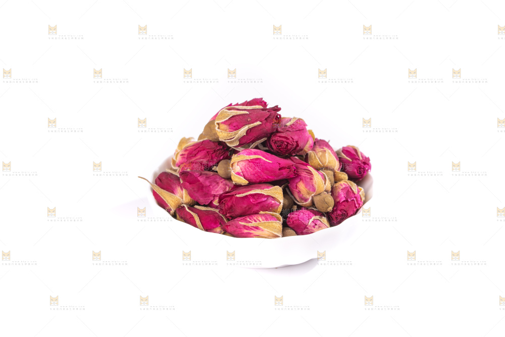 白底上的玫瑰花干
