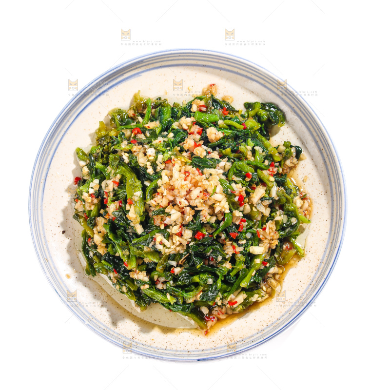盘子里的蒜蓉青菜
