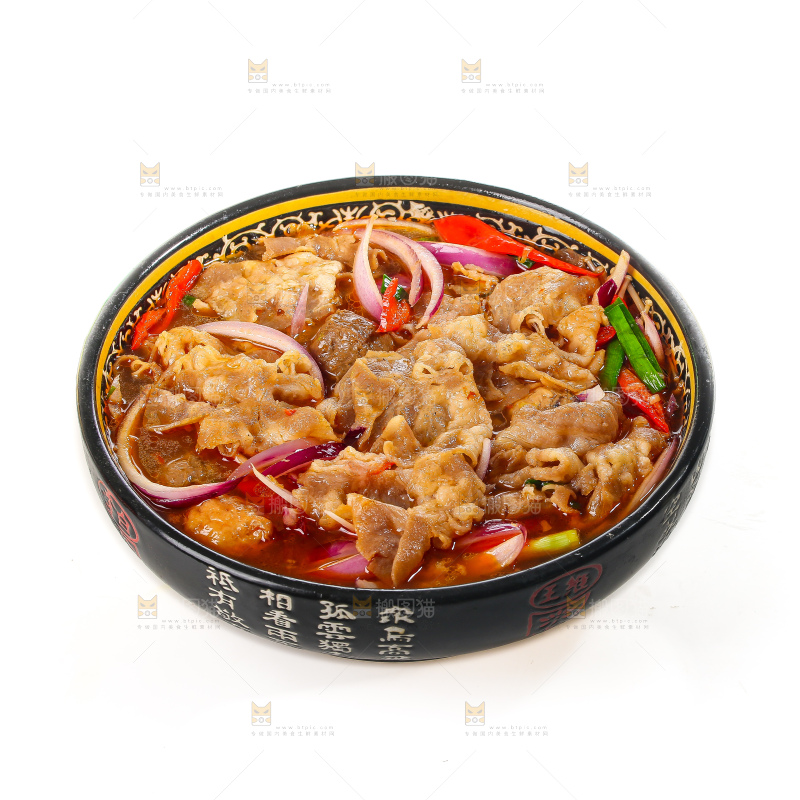 白底上的麻辣牛肉卷